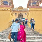 Sameeksha Sud Instagram - Amer fort- Where history of Rajasthan lives… 🩷 #amerfort #jaipur Wearing @aachho Earrings @moedbuille