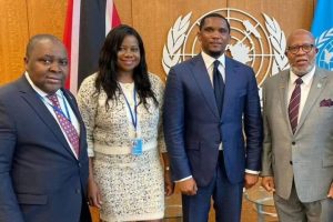 Samuel Eto'o Instagram - Great to be back in New York for the 78th @unitednations General Assembly and collaborate with key stakeholders and policymakers to create better conditions in sport, education, youth empowerment and beyond.