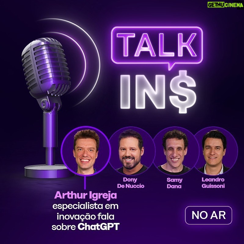 Samy Dana Instagram - Saiu o primeiro episódio do Talk IN$! Um papo muito inteligente e só com FERAS no assunto. Eu mesmo estou muito envolvido nas inteligências artificiais e acho que todos deveriam ficar por dentro também. Então corre lá no youtube do @investnewsbr