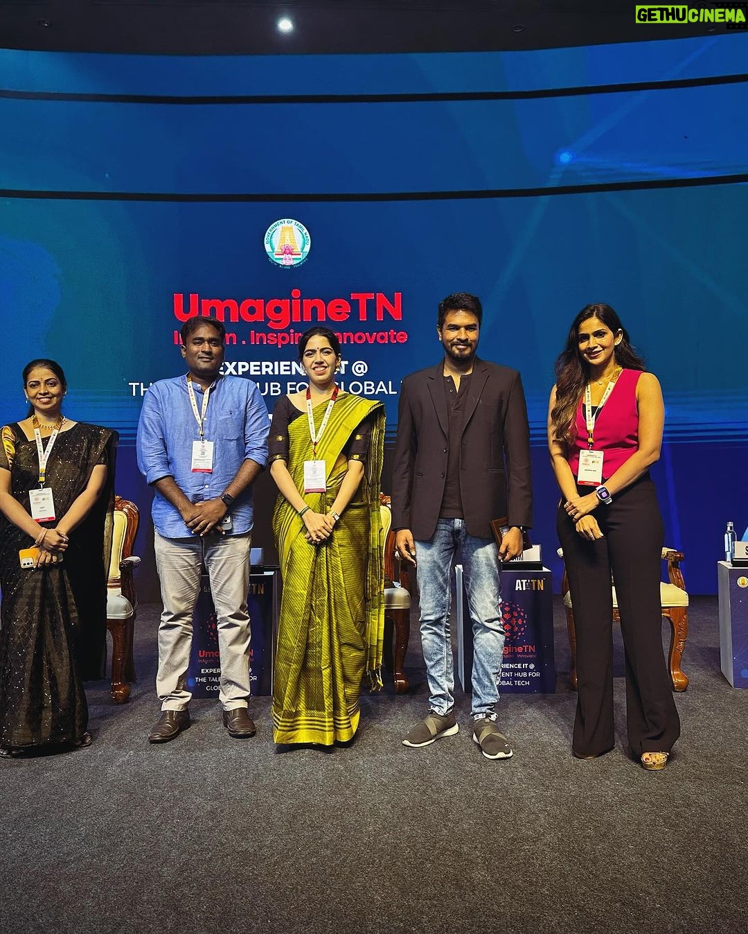 Samyuktha Shanmughanathan Instagram - What an exciting day ! Sharing some moments from today . Such an honor to meet honorable minster Dr. Palanivel Thiagarajan @ptrmadurai , he was so inspiring, took out time to talk to us and share some interesting anecdotes And to be a part of this amazing panel @madangowri @kaizen_malar premanand sethuraman and Varsha from the YouTube team at the Annual Technological Leadership Summit – UmagineTN’ 2024 @umaginetn . we spoke & shared some valuable insights on ‘From Passion to Positive Impact: Unlocking the power of YouTube’s Creator Economy’ @youtubeindia ♥️