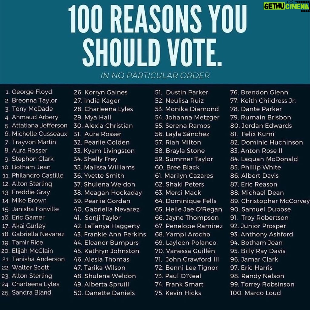 Sanaa Lathan Instagram - #voteforourlives #voteforchange #Repost @violadavis Today marks 💯days until the 2020 Election so I’m sharing 100 reasons why you should register to vote. Our lives depend on it. Literally. It’s not only about who becomes the next President. It’s about your Mayors, your District Attorney’s, your Governors, your Board of Education, your Sheriffs, they all make decisions that directly impact your world, and YOU put them in office. Elections MATTER. So, go to @whenweallvote to make sure you’re registered. GET YOUR FRIENDS REGISTERED. GET YOUR FAMILY REGISTERED. And get this done! Amen😘✊🏾 #RegisterAFriendDay #100Days 🔁@kerrywashington