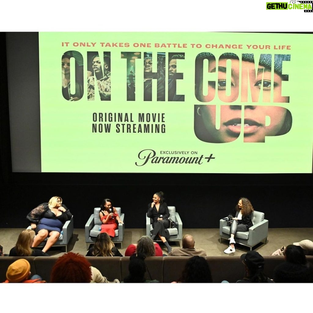 Sanaa Lathan Instagram - One of our Tastemaker screening’s for my directorial debut #ONTHECOMEUP. Had the honor of the great Gina Prince-Bythewood (@gpbmadeit) hosting and moderating the Q&A. If you haven’t seen it, you MUST check it out. Streaming now on @paramountplus #ONTHECOMEUP💫🔥💫 CAA