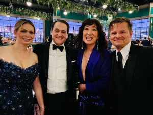 Sandra Oh Instagram - ❤️ @shondarhimes and Chandra Wilson, ❤️ @squidgamenetflix , ❤️ me some @nbcsnl Women, ❤️great actors Michael Stuhlbarg and Steve Zahn, It looks like  I’m admonishing Lorne Michaels, but really I’m pointing out his @orderofcanada Martin Short has one too. Me next! ❤️ 🇨🇦