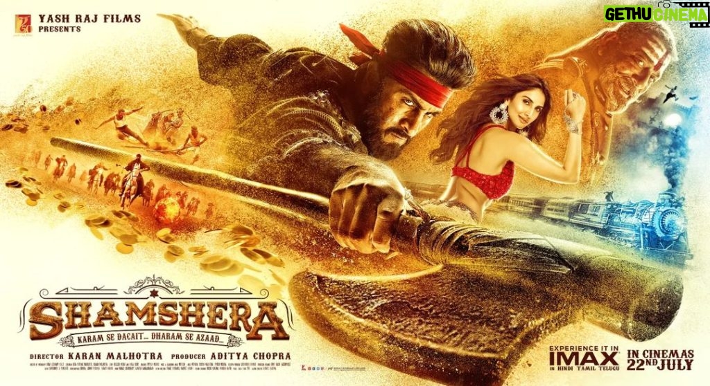 Sanjay Dutt Instagram - It’s going to be a thrilling ride… SHAMSHERA RELEASING ON 22ND JULY. Releasing in Hindi, Tamil & Telugu. Celebrate #Shamshera with #YRF50 only at a theatre near you. #RanbirKapoor | @_vaanikapoor_ | @ronitboseroy | @saurabhshuklafilms | @karanmalhotra21 | @shamsheramovie | #Shamshera22ndJuly| #ShamsheraPoster