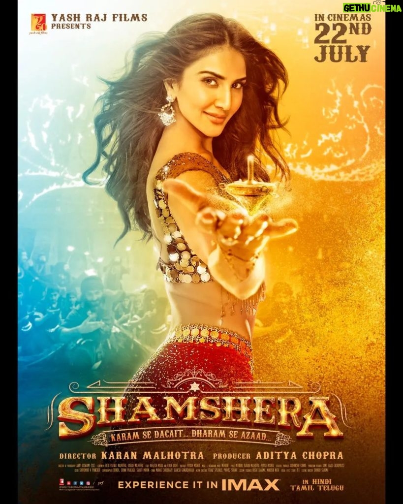 Sanjay Dutt Instagram - Welcome the golden girl – Sona ✨ #ShamsheraTrailer Out Tomorrow. Celebrate #Shamshera with #YRF50 only at a theatre near you. #RanbirKapoor | @_vaanikapoor_ | @karanmalhotra21 | @yrf | #Shamshera22ndJuly
