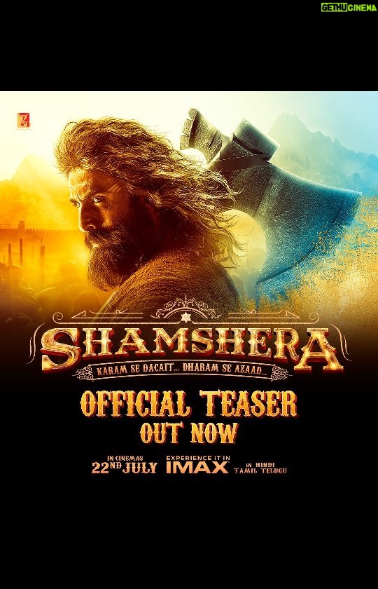 Sanjay Dutt Instagram - A tribe that needs saving, a world that needs SHAMSHERA. #ShamsheraTrailer out on 24th June. Experience SHAMSHERA in @imax in Hindi, Tamil & Telugu. Celebrate #Shamshera with #YRF50 only at a theatre near you on 22nd July. #RanbirKapoor | @_vaanikapoor_ | @karanmalhotra21 | @yrf | #Shamshera22ndJuly