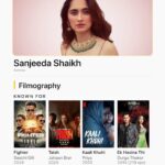 Sanjeeda Sheikh Instagram - With the first look of Heeramandi: The Diamond Bazaar out, let's discover more of @iamsanjeeda's movies and TV shows that you can add to your watchlist 🍿💛 🎬: Fighter | In Theatres Taish | Zee5 Kaali Khuhi | Netflix Ek Hasina Thi | Disney+ Hotstar