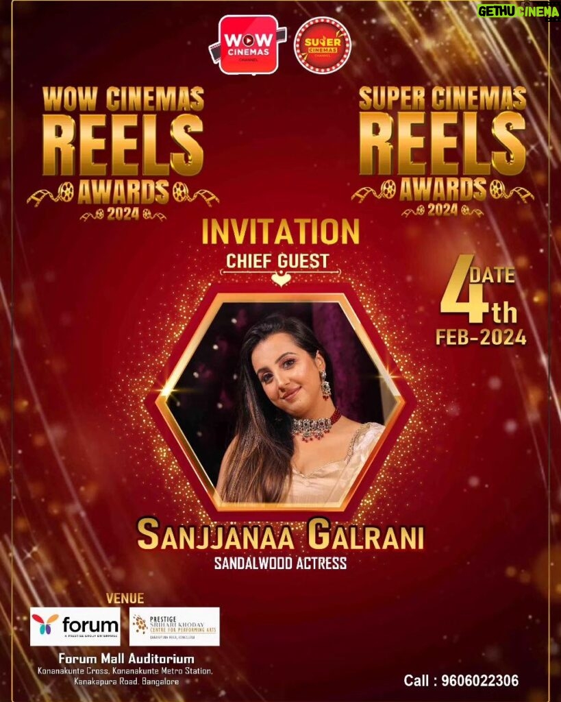Sanjjanaa Instagram - SPECIAL INVITE FOR THE EVENT @sanjjanaagalrani For passes Contact : 6366950230 Wow Cinemas and Super Cinemas Organizing Wow Cinemas Reels Awards For male Influncers and Video Creators and Super Cinemas Reels awards For Female Influncers and Video creators Date : 04 Feb 2024 Venue: Auditorium, Forum Mall, Kanakapura Road Banglore #wowcinemaschannel #supercinemaschannel #wowcinemasreelsawards #influencersawards #creatorsawards #wowcinemasreelsawards #Wowcinemaschannel #influencersawards #supercinemasawards #supercinemasawards