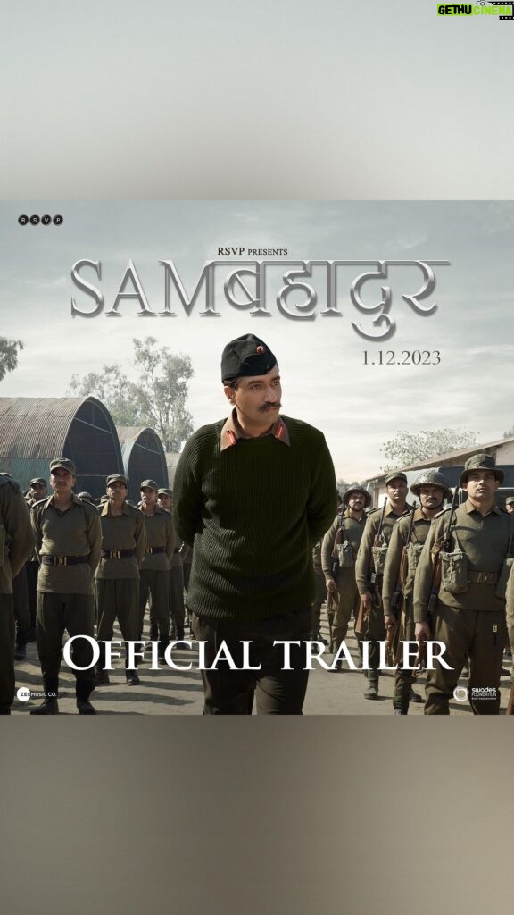 Sanya Malhotra Instagram - To the Indian army, to the nation and its people, we present to you a glimpse into the life of India’s Greatest Soldier, Sam Manekshaw. 🙌🏻 🫡 #SamBahadur Trailer Out Now! #Samबहादुर in cinemas 1.12.2023 #SamIsHere @meghnagulzar @vickykaushal09 @fatimasanashaikh @ronnie.screwvala @mohdzeeshanayyub @neerajkabi @realgovindnamdev @aanjjan.srivastav @bhavani.iyer @ishantanus @rsvpmovies @maharrshshah @zeemusiccompany