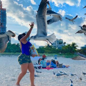 Sarah Fraisou Instagram - Libre comme l’air 🦅🦅#picoftheday #lesanges11 #miamibeach #mouette #beach