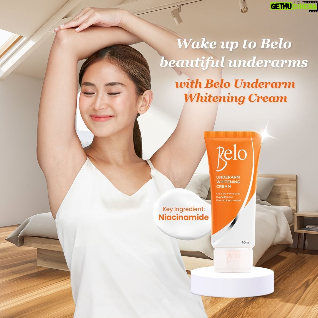 Sarah Geronimo Instagram - Wake up to Belo beautiful underarms with #BeloUnderarm Whitening Cream! I always apply this every night, bago ako matulog. May Niacinamide pa para achieve ang Belofied underarms! 🧡 @belo_essentials