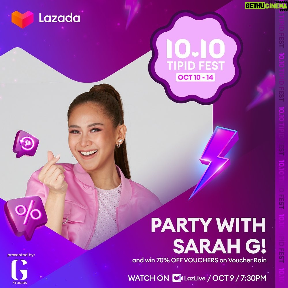 Sarah Geronimo Instagram - Hi Popsters! I hope to see you on October 9, 7:30PM and watch a live exclusive performance. 1. Ano ang tipid finds mo from Choice ngayong 10.10? 2. Use the hashtags #LazadaTipidFest #ChoiceOnLazada 10 Ka-Lazada Popsters ang mapipili, kaya sali na! 👉 Watch on LazLive: lzd.co/1010PartyWithSarahG #LazadaPH1010 #LazadaPH