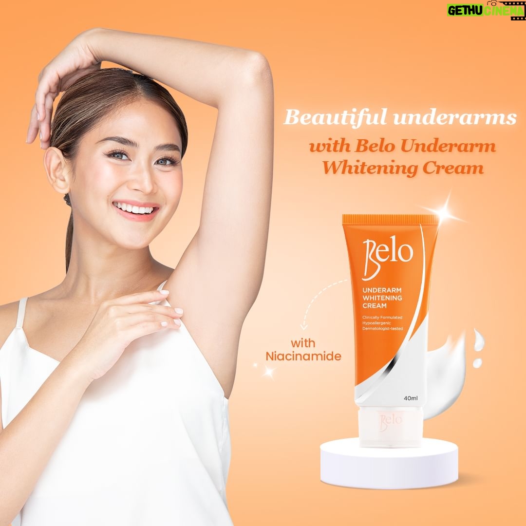 Sarah Geronimo Instagram - I've let go of my underarm worries thanks to my favorite #BeloUnderarm Whitening Cream! This has Niacinamide that keeps my underarms bright and smooth. Try niyo na guys, para sama sama nating ma-achieve ang Belo-beautiful underarms. 🧡 @belo_essentials