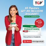 Sarah Geronimo Instagram – Healthy day, mga Kaibigan! Panahon na ng tag-ulan, panahon na naman ng lagnat.
Buti’t may handang umalalay tulad ng TGP Paracetamol, presyong kaibigan, tapat, at maaasahan 👉https://bit.ly/SarahTGPrctml 

Meron pang discount para sa minamahal kong Popsters, just use the promo code: SarahTGPprctml sa TGP Online Store.

‘Di na mahihirapan, dahil may #TGP #KaibiganSaKalusugan Have a healthy day palagi!

*Promo valid until July 31 only.