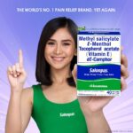 Sarah Geronimo Instagram – Congratulations on being the #1 brand in pain relief! Pagdating sa body pain, ikaw lang ang matagal ko nang partner. 🫡

I use Methyl Salicylate + I-Menthol + Tocopherol Acetate (Vitamin E) + dl- Camphor (Salonpas) to soothe any aches and pains I feel, because it’s the pain relief patch I trust the most. ❤

World’s No. 1 brand, among OTC topical analgesics in the patch category.
Source: Euromonitor International Ltd; based on custom research conducted Mar-Apr, retail value sales, 2022

If symptoms persist, consult your doctor. ASC Reference Number H0120N062323S