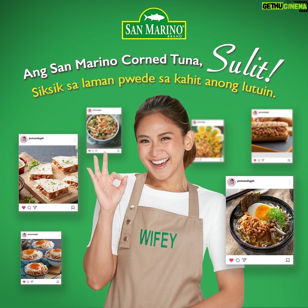 Sarah Geronimo Instagram - Bakit nga ba #SulitAngSanMarinoCornedTuna?π Dahil siksik sa laman ng tuna! π at pwede sa kahit anong lutuin from breakfast to dinner π½οΈ Try nyo na din! #SanMarinoLovekItchen #PunongPunoNgTunaSarap