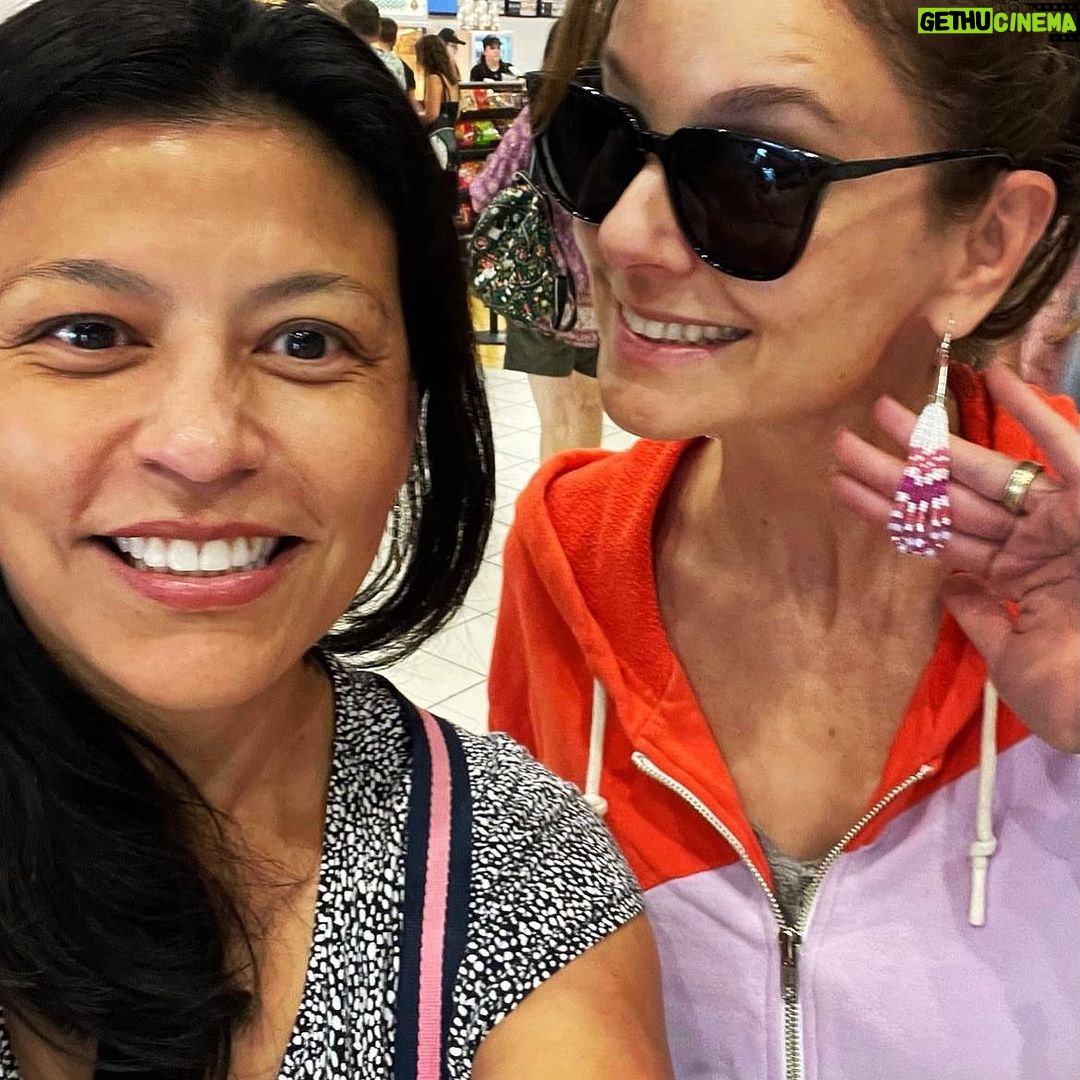 Sarah Wayne Callies Instagram - when you get to share the #barbiemovie with your ride or die feminist troublemaker who even made you earrings that 💘match💖the💞movie💓& there’s this exuberant celebratory relief