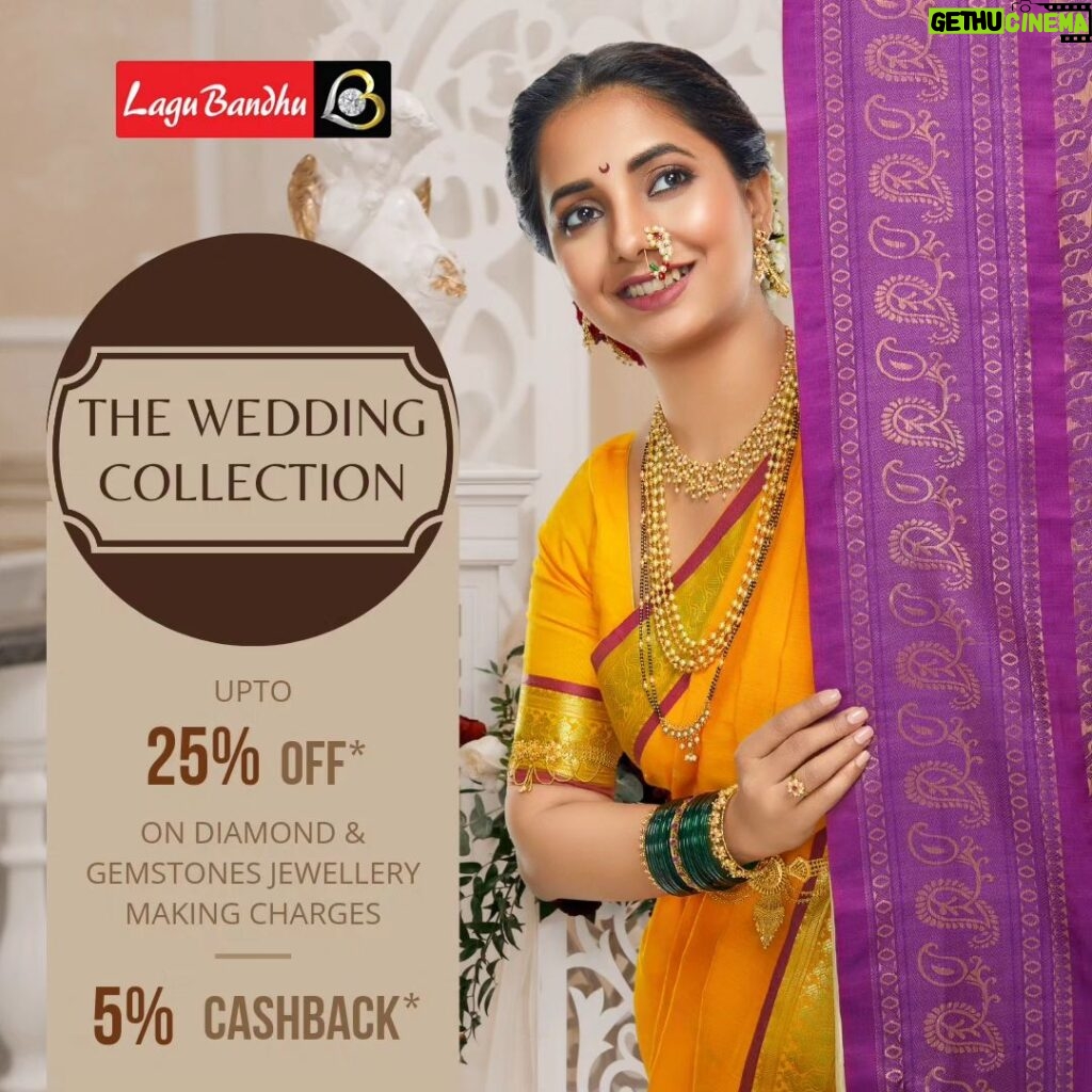Sayali Sanjeev Instagram - Crafted for the modern bride with a heart steeped in tradition. Our wedding collection tells a story of love through meticulously designed, handmade jewellery from Daginyancha Gaav by Lagu Bandhu. Get up to 25% off on all diamond and gemstones jewellery making charges. And an additional 5% cashback. T&C applicable. #lagubandhu #weddingcollection #daginyanchagaav #weddingjewellery Lagu Bandhu Jewellers
