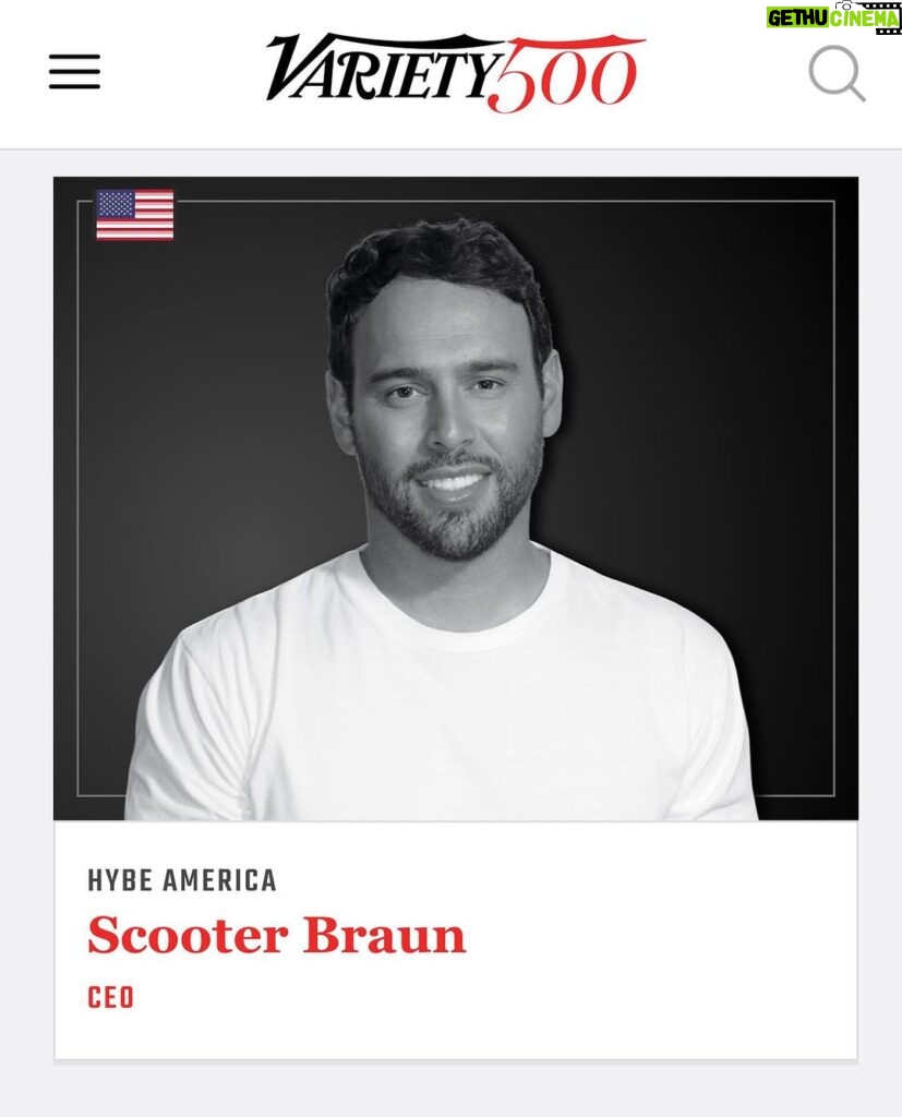 Scooter Braun Instagram - Honored to be included in the @variety 500 alongside some incredible executives as one of the 500 most influential business leaders shaping the global media industry.