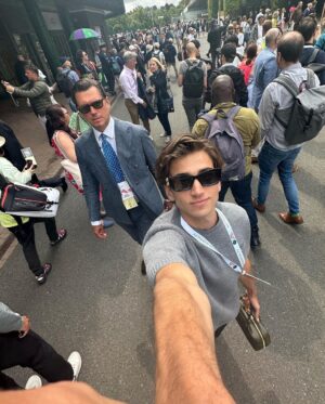 Sebastian Croft Instagram - bring ur dad to work day @britishgq @miumiu ✨💞🎾