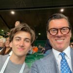 Sebastian Croft Instagram – bring ur dad to work day @britishgq @miumiu ✨💞🎾 Wimbledon Tennis Club Centre Court