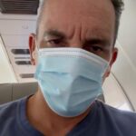 Sebastian Maniscalco Instagram - The mask is not for COVID it’s because someone brought a cat on the airplane and I am allergic to cats! Listen for the MEOWS!