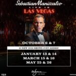 Sebastian Maniscalco Instagram - VEGAS! I’ll be coming back for Live in Las Vegas in 2024 with 12 shows at Encore Theater at The Wynn. Find tickets at SebastianLive.com January 13 (7:30pm & 10:30pm) January 14 (7:30pm & 10:30pm) March 15 (7:30pm & 10:30pm) March 16 (7:30pm & 10:30pm) May 25 (7:30pm & 10:30pm) May 26 (7:30pm & 10:30pm) Tickets on sale now!