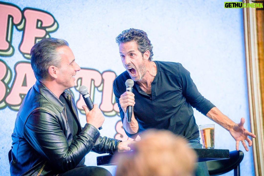 Sebastian Maniscalco Instagram - There's nothing like the feeling of being on stage at a comedy club. Thanks for coming out Monday night for a live recording of The Pete & Sebastian Show. Episode coming soon. Peaches not included.