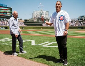 Sebastian Maniscalco Instagram - Go Cubs Go! Threw out the first pitch in the Chicago @Cubs game today against the Miami @marlins. 

📷 @dirksenphoto & @johanyjutras