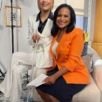 Selma Blair Instagram - I am honored and privileged to have been interviewed by @kristen.welker for @meetthepress on NBC. Watch the full interview — link in Stories. Descriptions: 1) Selma wears a white suit and uses a clear lucite cane, sitting next to Kristen Welker, wearing an orange jacket and black skirt. They are sitting next to each other and smiling at the camera. 2) Selma speaks to Kristen in an interview. 3 and 4) behind the scenes of Selma and Kristen sitting in a living room for the interview, with equipment around them. 5) Selma with no makeup and wearing glasses, holds a “Meet The Press” mug.