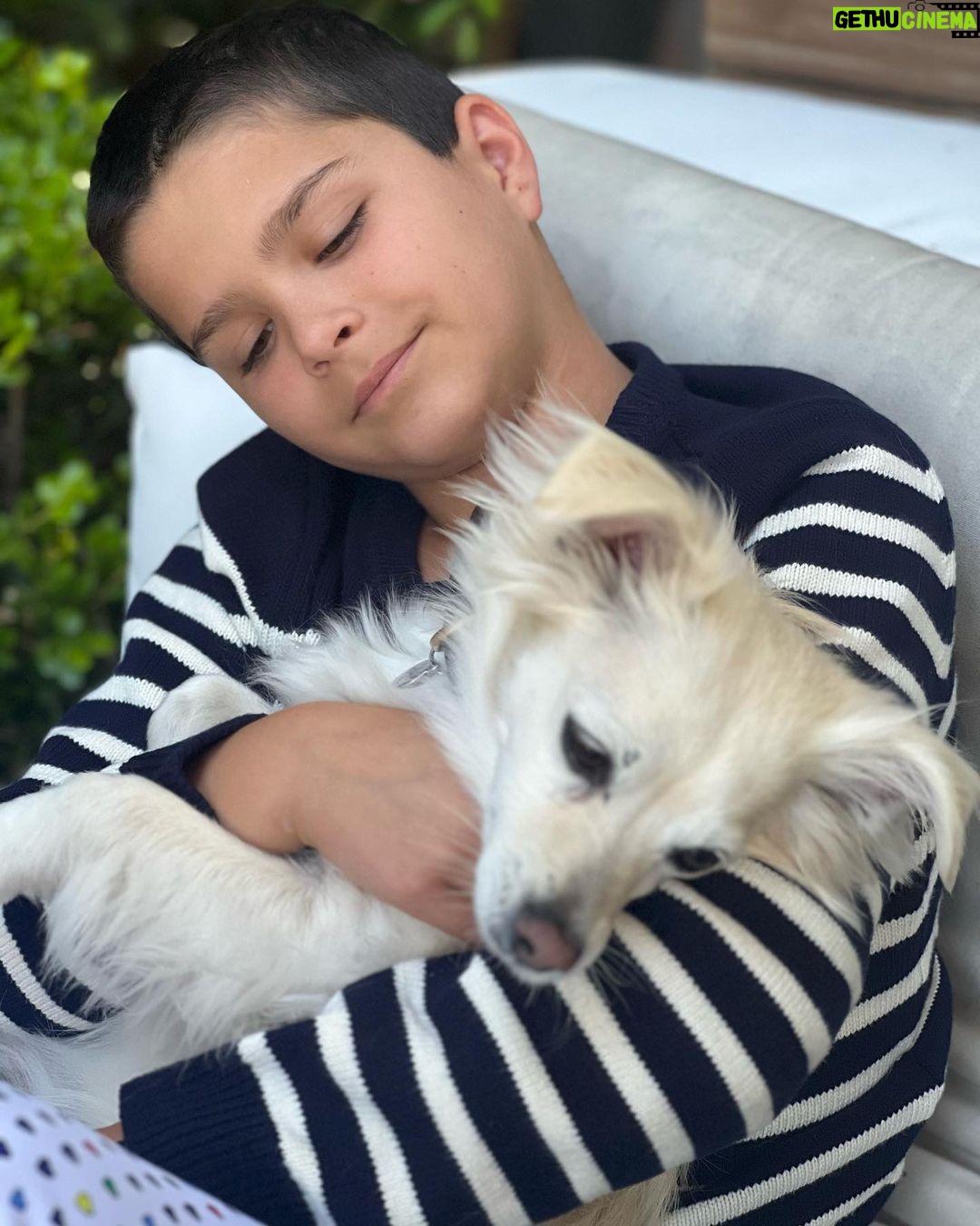 Selma Blair Instagram - My Saint, Arthur, happy birthday π. This has been the most incredible life with you. Forever my favorite, I know you are going to have the best year yet. I am so proud of who you are and have become. Usually π¦. The most adorable little kid has grown into a 12 year old!!!! π£π¦
. I love you and I like you. Massively. π mom Image descriptions: 1. A younger Arthur sits inside a brown handbag next to Selma while both look at the camera. They are poolside. 2. A 12-year old Arthur with short hair sitting on his motorbike and looking at camera. 3. Selma and Arthur wearing blue and white striped shirts sitting next to each other and looking at camera. 4. Arthur and Jason are on a boat with the sun and ocean behind them. They are smiling and looking at camera. 5. Selma, Arthur, and her dog Scout laying in bed. 6. Arthur in a striped sweater cuddles their dog Pippa. 7. An older photo of Selma and Arthur. Selma has long hair and they are smiling at the camera. 8. Selma and Arthur sit in bed. Selma is looking at Arthur and Arthur is looking into the distance. 9. Arthur in a blue shirt and short hair cuddles their dog Scout. 10. A younger Arthur with wild hair holding a guitar and smiling at camera.