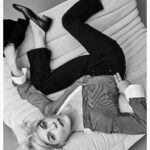 Selma Blair Instagram - Felicitations! @lalignenyc 💋 I could not be prouder to be here in your denim La launch 🚀. Sometimes you get a perfect day. A perfect group. A perfect fit 💛. La Ligne is something I truly live in and love. And now to have denim…👌 Brava ladies! I love you. Image Descriptions: Image one: Selma has short blonde hair and wears black jeans, black heels, and a brown long sleeve top. Image two: Black and white image of Selma posing with her cane. She wears jeans, heels, and a button down top Image three: Selma wears a button down, black jeans and loafers. She is leaning on a couch that is laying on its side. Image four: Black and white image of Selma laying on a couch. Image five: Selma wears a blue and red striped sweater and loose blue jeans. She is standing with one hand on her face. Image six: Black and white image of Selma. She is wearing a striped shirt and is standing next to a stool with one foot on it. Selma holds a hat in her hand. Image seven: Selma wears a La Ligne graphic T-shirt and jeans. She is shown buttoning up the jeans.