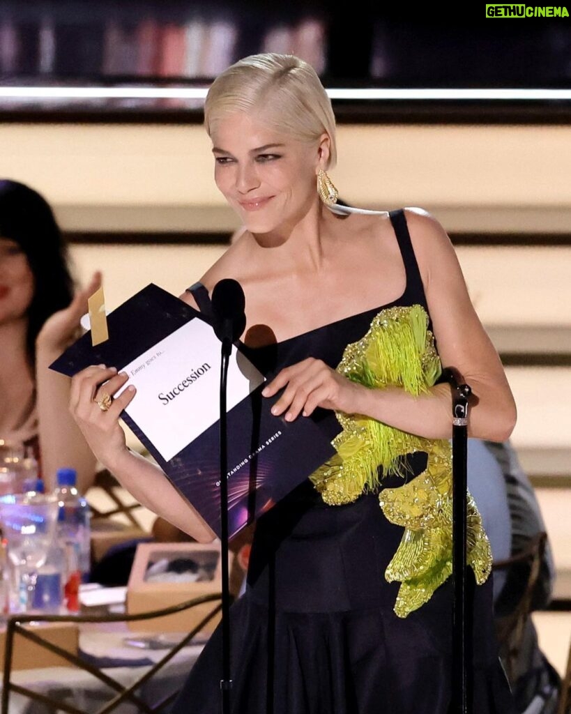 Selma Blair Instagram - When I was invited to present Outstanding Drama Series at the 74th Annual Emmy awards, my spirits rose exponentially. I would be a part of this important Hollywood event, presenting the final award of the night. I never imagined I would walk across that stage and be given the truest gift for me. Love. Applause. Standing along with me. I have never been on this stage before. I haven’t had awards like this in my career, but my God, to be recognized by these brilliant talents. And loves. And icons. The ones who give us their life for this art. What admiration I have. I am basking in this moment. I thank you for having me. For embracing me. Humbled with gratitude. Congratulations to all of the nominees and the winners alike. You made the shows that got us through. I love you. 💛 Image Description 1: Selma has short blonde hair and is wearing a black dress with chartreuse embellishment. She is standing on stage behind a microphone holding a card that reads “Succession.” Image Description 2: Selma is standing with her black cane in her right hand and is wearing a long black dress with chartreuse embellishment and a ruffle at the bottom. She has has short blonde hair and is looking slightly off to the right. Image Description 3: Selma is standing with her black cane in her right hand and is wearing a long black dress with chartreuse embellishment and a ruffle at the bottom. She has short blonde hair and is holding her left hand to her mouth and smiling while looking to the left. Image Description 4: Selma is standing center stage while the audience members all around her are giving her a standing ovation and clapping.
