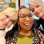 Selma Blair Instagram - Finally. I owe so much wisdom to these two women, @andraealavant and @kr_liu. Inspired by, now friends with, I loved meeting up and admiring sneakers. Congratulations on @thewebbyawards nominations to … us. 👏👏👏. Thank you, @google and @kyndralococo so much. 💛 Image descriptions: Image one: Selma is with Andraéa and KR. Selma, on the left, has short blonde hair and wears a white sweater. Andraéa, in the middle, wears a green top and a multi color jacket and has long brown hair. KR, on the right, has short blonde hair and wears a black top. Image two: Selma and KR together smiling at the camera Video: An interview-style discussion between Selma Blair and Andraéa LaVant. Selma, wearing a light pink shirt with a white collar and khaki pants opens up the video by walking with her cane over to Andraéa, who is using a wheelchair, wearing purple glasses and a pink/red multi-colored romper. Both smile at each other and google.com/all-in appears on the screen. Image four: A graphic encouraging voting for the Webby awards. Image five: A graphic encouraging voting for the Webby awards.