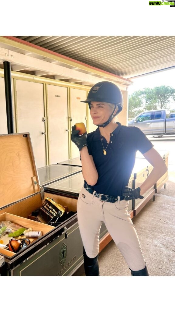 Selma Blair Instagram - Welcome to my Lonely fans 🦮🎠 Video Description: Selma with short blonde hair, wearing a white riding top and tan pants, rides in her car. She visits the stables to see her white horse, Mr Nibbles, and rides on horseback around the arena. Scout her brown dog is with her and sits on her lap.