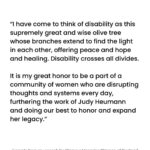 Selma Blair Instagram – Nobody dared to disrupt more than one of the great leaders of disability rights, the late Judith Heumann. She said, “We are the leaders of inclusiveness and community, of love, equity and justice.” It is my great honor to be a part of a community of women who are disrupting thoughts and systems every day, furthering the work of Judy and doing our best to honor and expand her legacy. 

@theheumannperspective
@disability_visibility 
@maria_town
@kr_liu 
@keely_cat_wells 
@thesineadburke
@andraealavant 

Thank you @GlamourMag for a beautiful evening, and for the honor of being a member of the class of 2023 #WomenoftheYear 💛

Photos @ArtTavee 
Dress @ImIsaacMizrahi
Stylist @KateYoung
Hair @JacobRozenberg 
Makeup @LisaHoughton 
Nails @AkiNailsNYC 

Image Descriptions: 1) Selma a white woman with short blonde hair wears a navy floral dress and cardigan and uses a black cane. She is standing and facing the camera next to her dog Scout. 2) the back of Selma’s navy cardigan which displays the names Alice, Maria, Judy, KR, Keely, Sinead, Andraéa. 3) a black and white photo of Selma standing on her balcony, showing the back of her look 4) Selma is sitting and smiling at camera while fastening the buckle on her shoe. 5) Selma is sitting and fastening the buckle on her shoe. 6) a black and white photo of Selma looking in the bathroom mirror as she gets her hair done. 7) a portrait of Selma looking at camera. 8) Selma walking out of the bathroom as she looks back in the mirror. 9) white tile with black text reads, “I have come to think of disability as this supremely great and wise olive tree whose branches extend to find the light in each other, offering peace and hope and healing. Disability crosses all divides. It is my great honor to be a part of a community of women who are disrupting thoughts and systems every day, furthering the work of Judy Heumann and doing our best to honor and expand her legacy.” excerpts from my speech for Glamour Magazine Women of the Year.