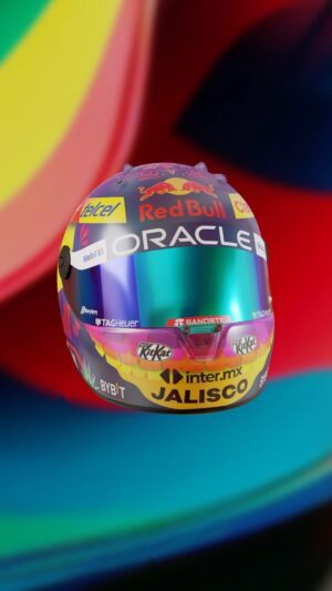 Sergio Pérez Instagram - Buenos Días to Checo’s Mexico helmet, designed by a fan 🤩

#F1 #RedBullRacing #MexicoGP