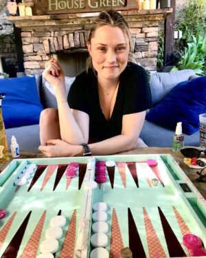 Seth Green Instagram - Quarantine activity: backgammon 

My awe and frustration with how often @claregrant rolls doubles.

Thanks for the gorgeous kit @backgammonbaby
