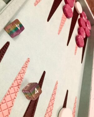 Seth Green Instagram - Quarantine activity: backgammon 

My awe and frustration with how often @claregrant rolls doubles.

Thanks for the gorgeous kit @backgammonbaby