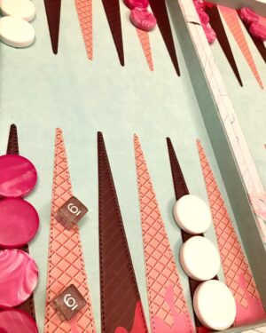 Seth Green Instagram - Quarantine activity: backgammon 

My awe and frustration with how often @claregrant rolls doubles.

Thanks for the gorgeous kit @backgammonbaby