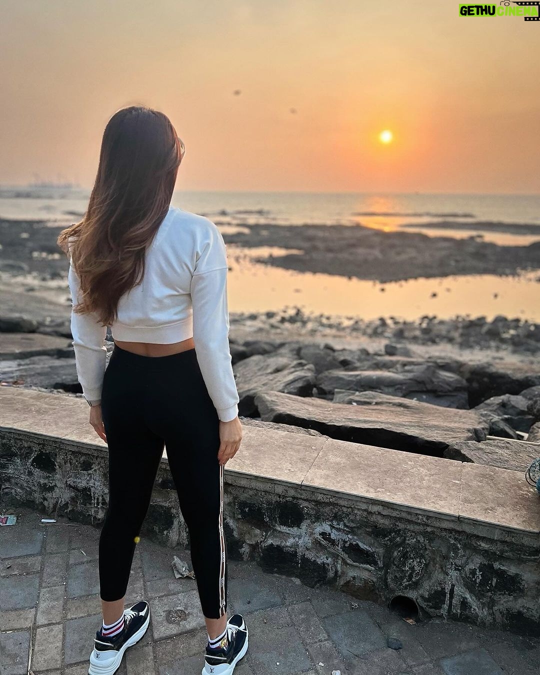 Shama Sikander Instagram - Sea breeze, sandy paws, and a sunset glow – perfect combo. . . . #sunset #casper #shamasikander Mumbai, Maharashtra
