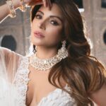 Shama Sikander Instagram - Being the light 🤍 . Photographer- @arindamsikdar Outfit - @niveditasaboocouture Make up & Hair - @preetydhillon_mua Jewellery- @azotiique . . #light #graceful #shamasikander