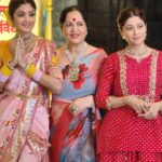 Shamita Shetty Instagram - Celebrations ❤️🦋 Ganpati Bappa Morya ❤️ Outfit : @pinkcitybysarika @dipublicrelations Jewellery : @anmoljewellers Hair : @kantamotwani @kromakaysalon