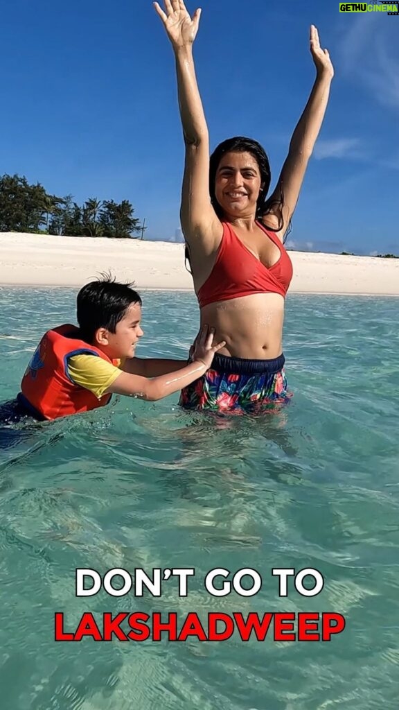 Shenaz Treasurywala Instagram - STOP! Do not go to Lakshadweep- it doesn’t not have the infrastructure or the bandwidth for Tourists! This reel is a throwback! I hope Lakshadweep remains as crystal green and we don’t see Lays and Bisleri floating around in the ocean in a couple of years 😭 poor turtles and 🦅; where will they go now. Lakshadweep doesn’t have the infrastructure for the massive influx of tourists for sure. And any “development” will kill the chill vibe. Coral are anyway dying here. Be respectful and responsible travelers pleaseeeeeee ! PS we are celebrating my nephews birthday today- Happy Birthday Arish! ❤️ This is a throwback video. #lakshadweep #maldivesvslakshadweep #boycottmaldives