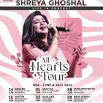 Shreya Ghoshal Instagram - USA!! Are you ready! We are so excited and super geared up to bring our All Hearts Tour to your cities this June-July 2024🩷🩷 Here’s our tour schedule 😍 @intense.entertainment