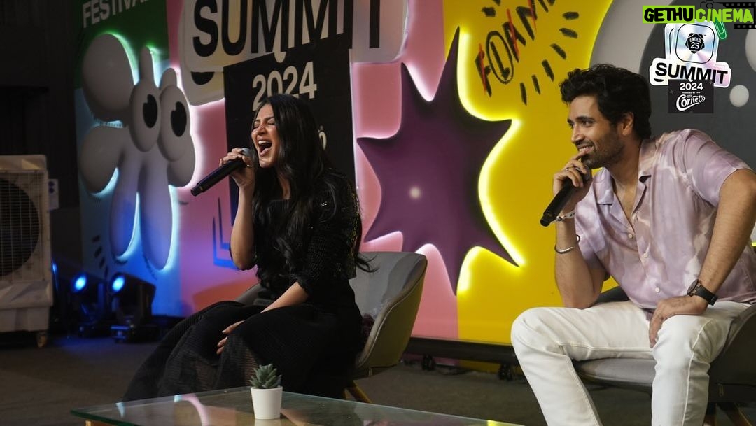 Shruti Haasan Instagram - Both @shrutzhaasan and @adivisesh threw some main character energy today just like Shruti says, โitโs just your story and you are the main character!โ ๐ธ #IAmUnder25 #Under25Summit #Under25Official #BuildingYouthCulture #Summit24 #OnlyForStudents #Cornetto Jayamahal Palace,Bangalore