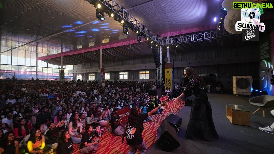 Shruti Haasan Instagram - Both @shrutzhaasan and @adivisesh threw some main character energy today just like Shruti says, โitโs just your story and you are the main character!โ ๐ธ #IAmUnder25 #Under25Summit #Under25Official #BuildingYouthCulture #Summit24 #OnlyForStudents #Cornetto Jayamahal Palace,Bangalore