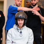 Simon Minter Instagram – The boys touching my helmet