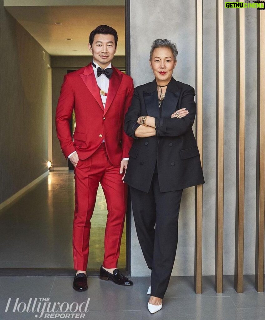 Simu Liu Instagram - My glam squad is all women, all AAPI, and all badass. Custom Versace Tuxedo Styled by the amazing @JeanneYangStyle Grooming by the incredible @MiraChai Publicist (aka Woman Behind the Monitor) the RELENTLESS @Charlene For the @HollywoodReporter stylists’ issue. Photo by @ssam_kim