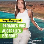 Sina Deinert Instagram – (english below) 

Von dem Mega-Gasprojekt betroffen sind besonders der Montebello Marine Park und das Dampier-Archipel – das Gebiet mit der wohl größten marinen Artenvielfalt Westaustraliens. Neben Walen sind durch das Mega-Gasprojekt auch Haie, Dugongs, Meeresschildkröten und Korallen bedroht – viele davon stehen auf der Roten Liste gefährdeter Arten. 🦈🪸🐠🐋😭

Bereits der Regelbetrieb würde die wunderschöne Meeresumwelt mit Lärm und Verschmutzungen verpesten. Über all dem schwebt zudem die enorme Gefahr verheerender Unfälle! Die Folgen für die Artenvielfalt wären fatal.💥😤🤬

Noch haben wir die Chance, das zerstörerische Projekt zu verhindern!

Du bist aus Deutschland? Unterzeichne die Petition zum Stopp aller neuen Gasbohrungen mit deutscher Beteiligung (Den Link findest du in der Bio von @greenpeace.de!).

_____

The areas affected include the Montebello Marine Park and the Dampier Archipelago – a marine biodiversity HOTSPOT of Australia . In addition to whales, other animals such as sharks, dugongs, sea turtles and corals are threatened by the mega gas project. Many of them are already on the Red List of Threatened Species. 🦈🪸🐠🐋😭

The regular operation alone would pollute the beautiful marine environment with noise and contaminants. Last but not least: There is a constant enormous danger of fatal accidents: The consequences for biodiversity and the environment would be devastating!

Good news: We still have the chance to prevent this destructive project!

Follower @greenpeaceap to follow the journey against Woodsides dangerous plans and sign their petition!

📸: © (M) @benjamindiedering; Lewis Burnett / Greenpeace 

#NoNewGas #WhalesNotWoodside #SaveTheWhales Western Australia